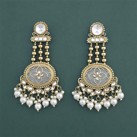 Indo Western Moti Earring With Mehndi Plating