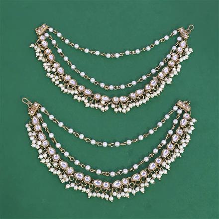 Indo Western Moti Ear Chain With Mehndi Plating