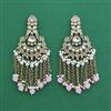 Indo Western Moti Earring With Mehndi Plating