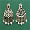 Indo Western Moti Earring With Mehndi Plating