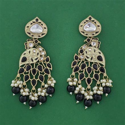 Indo Western Moti Earring With Mehndi Plating