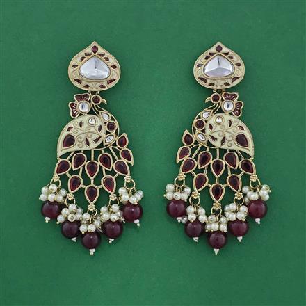 Indo Western Moti Earring With Mehndi Plating