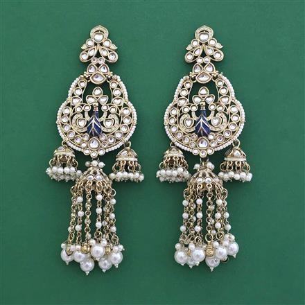 Indo Western Moti Earring With Mehndi Plating