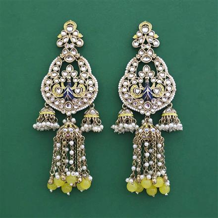 Indo Western Moti Earring With Mehndi Plating