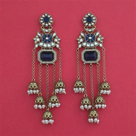 Indo Western Moti Earring With Mehndi Plating