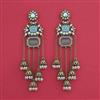 Indo Western Moti Earring With Mehndi Plating