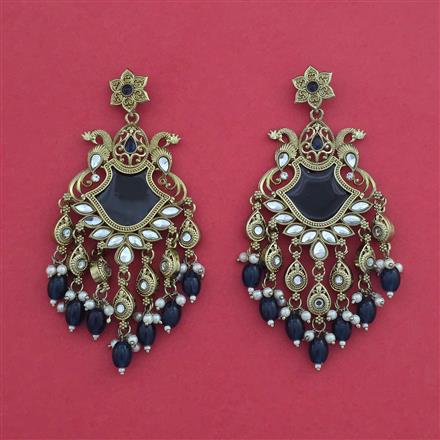Indo Western Moti Earring With Mehndi Plating