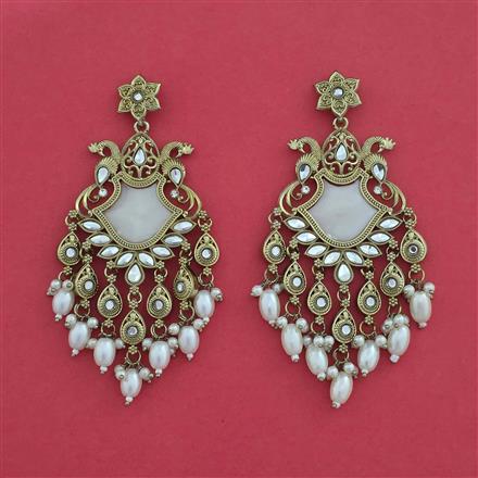 Indo Western Moti Earring With Mehndi Plating