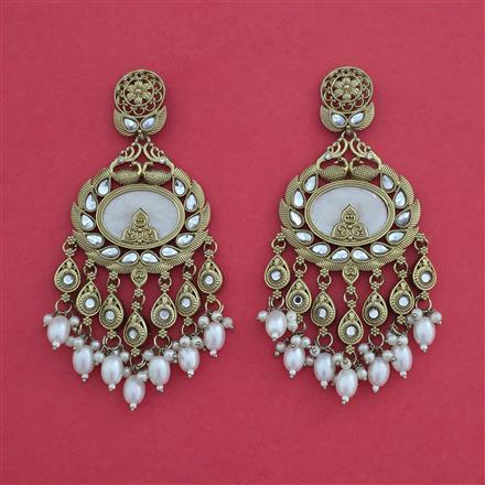 Indo Western Moti Earring With Mehndi Plating