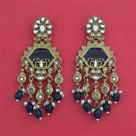 Indo Western Moti Earring With Mehndi Plating