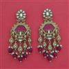 Indo Western Moti Earring With Mehndi Plating