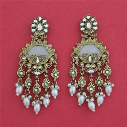 Indo Western Moti Earring With Mehndi Plating