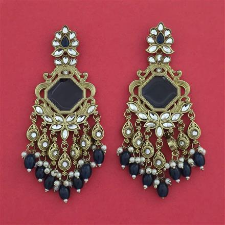 Indo Western Moti Earring With Mehndi Plating