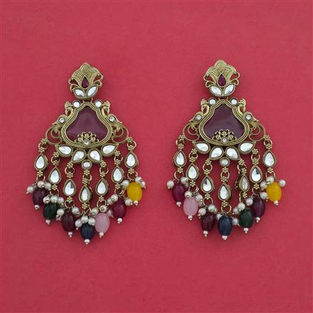 Indo Western Moti Earring With Mehndi Plating