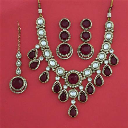 Indo Western Moti Necklace With Mehndi Plating