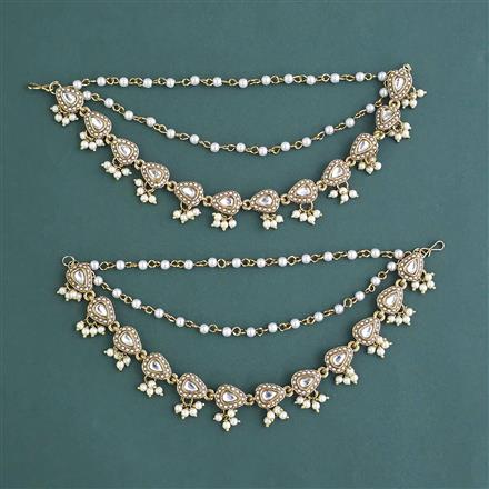 Indo Western Moti Ear Chain With Mehndi Plating