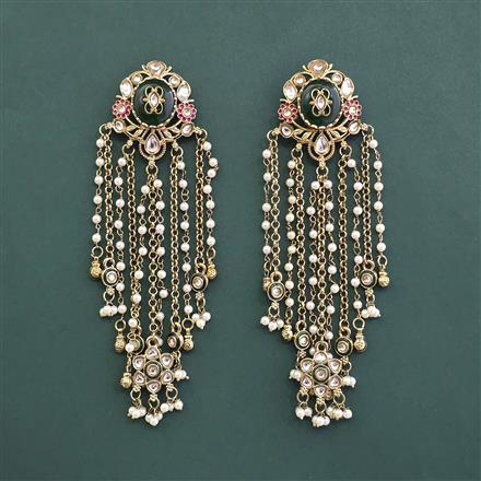 Indo Western Moti Earring With Mehndi Plating