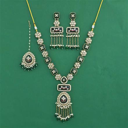 Indo Western Moti Necklace With Mehndi Plating