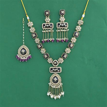 Indo Western Moti Necklace With Mehndi Plating