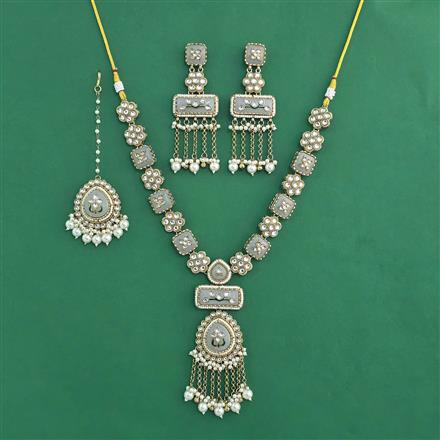 Indo Western Moti Necklace With Mehndi Plating