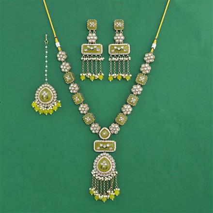 Indo Western Moti Necklace With Mehndi Plating
