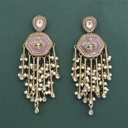 Indo Western Moti Earring With Mehndi Plating