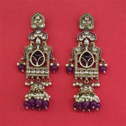 Indo Western Pearl Earring With Mehndi Plating