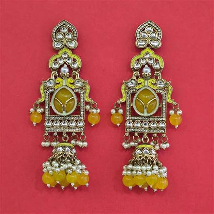 Indo Western Pearl Earring With Mehndi Plating