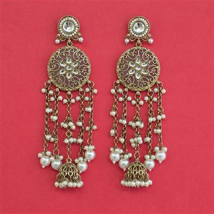 Indo Western Pearl Earring With Mehndi Plating