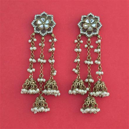 Indo Western Long Earring With Mehndi Plated