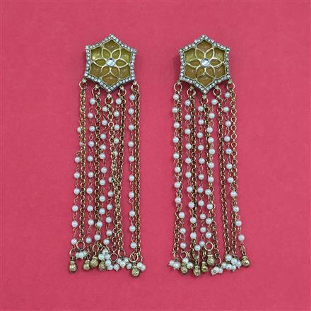 Indo Western Pearl Earring With Mehndi Plated