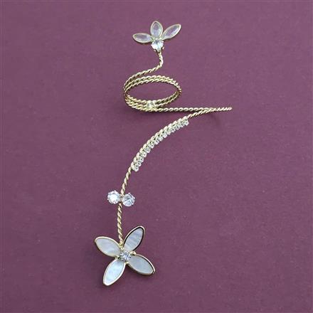 Indo Western Mother Of Pearl Ring With Mehndi Plating Gold Plating Rhodium Plating