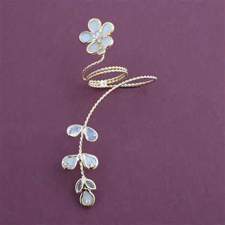 Indo Western Mother Of Pearl Ring With Mehndi Plating Gold Plating Rhodium Plating