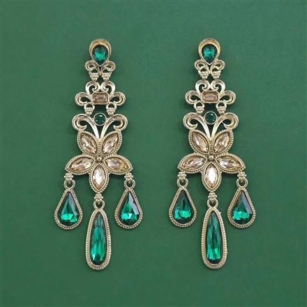 Indo Western Long Earring With Mehndi Plated