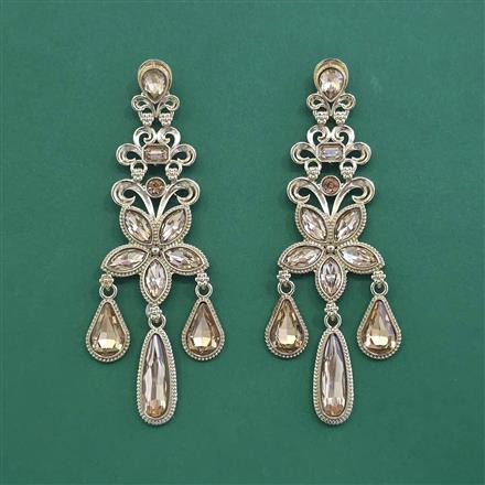 Indo Western Long Earring With Mehndi Plated