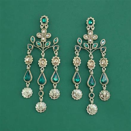 Indo Western Long Earring With Mehndi Plated