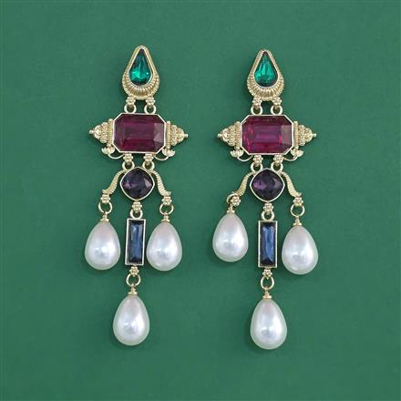 Indo Western Pearl Earring With Gold Plating