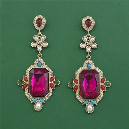 Indo Western Long Earring With Mehndi Plated