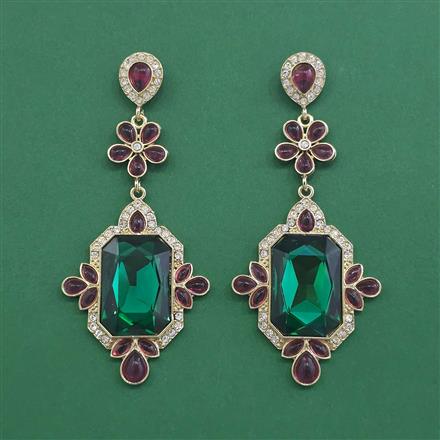 Indo Western Long Earring With Mehndi Plated