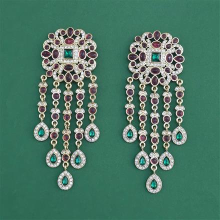 Indo Western Pearl Earring With Mehndi Plated