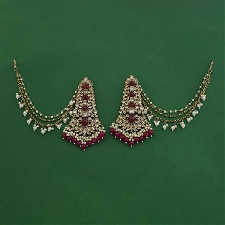 Indo Western Moti Earring With Mehndi Plating