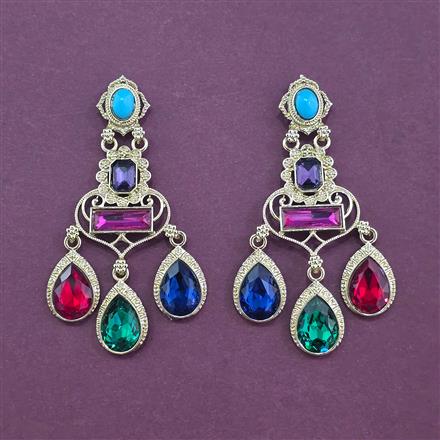 Indo Western Long Earring With Mehndi Plating