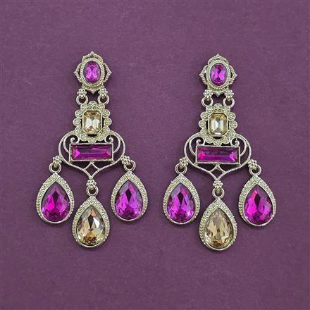 Indo Western Long Earring With Mehndi Plating