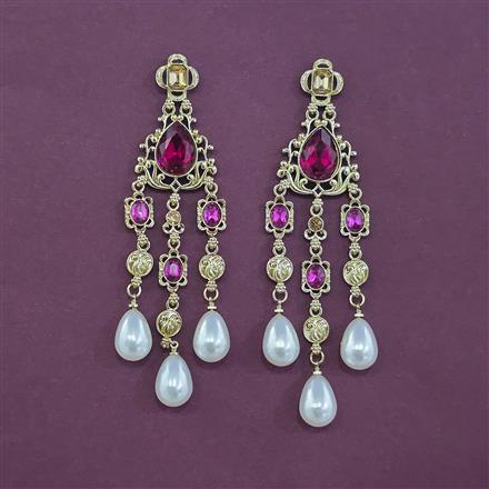 Indo Western Long Earring With Mehndi Plating