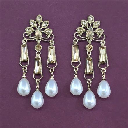 Indo Western Pearl Earring With Mehndi Plating