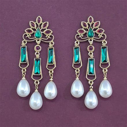 Indo Western Pearl Earring With Mehndi Plating