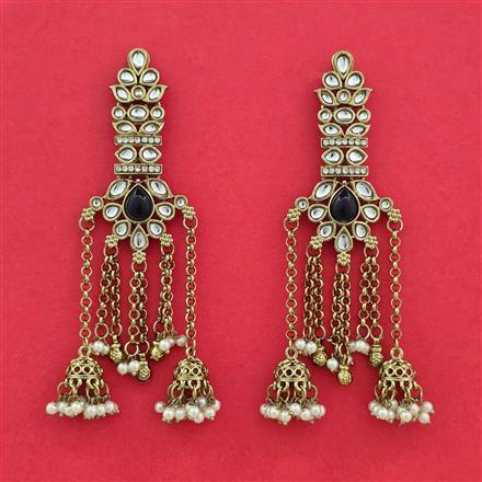Indo Western Moti Earring With Mehndi Plating