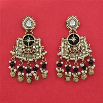 Indo Western Moti Earring With Mehndi Plating