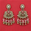 Indo Western Moti Earring With Mehndi Plating