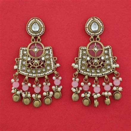 Indo Western Moti Earring With Mehndi Plating